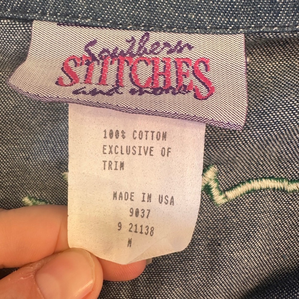Vintage Southern Stitches Denim‎ Appliqué Embroidered Bomber Jacket Womens M USA - Picture 5 of 5